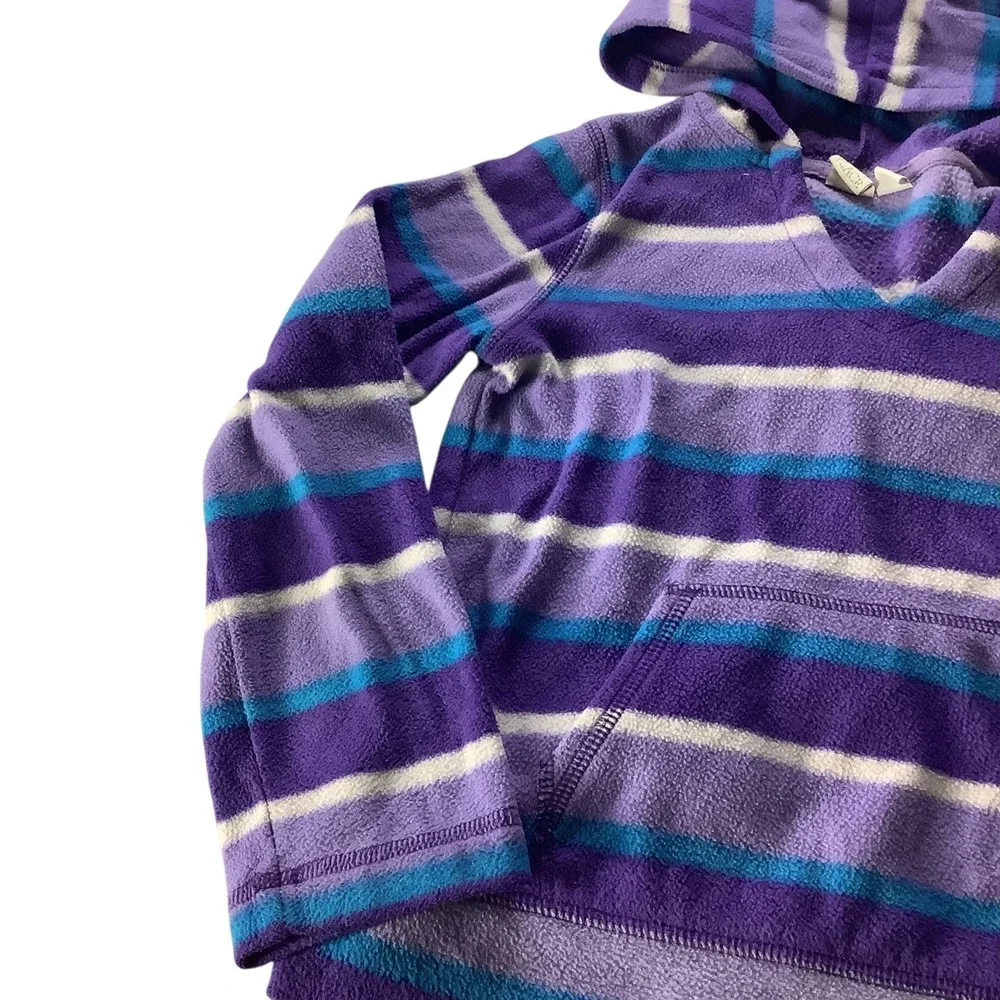 The Children's Place Girls Stripe Fleece Hoodie Pullover Purple Blue Size M 7 8